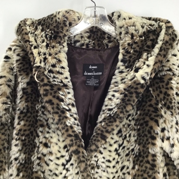 Dennis Basso Faux Fur Soft Hooded Animal Print Coat Jacket Plush Luxury Size XS - Picture 3 of 9